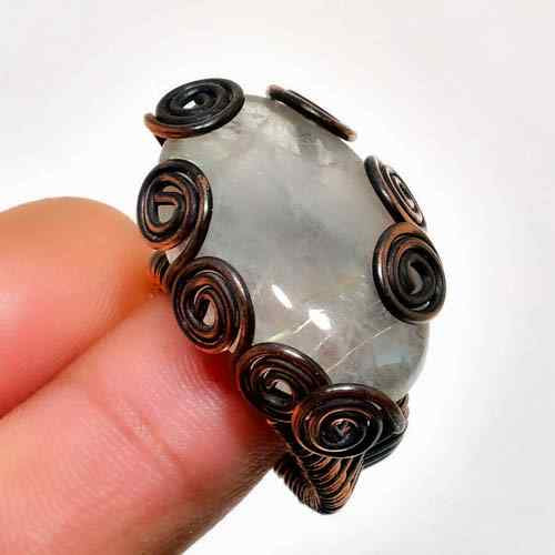 Moonlit Whispers – Copper-Wrapped Moonstone Ring