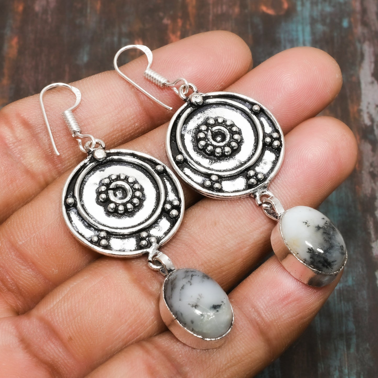 Sylvan Serenity – Sterling Silver Dendritic Agate Earrings