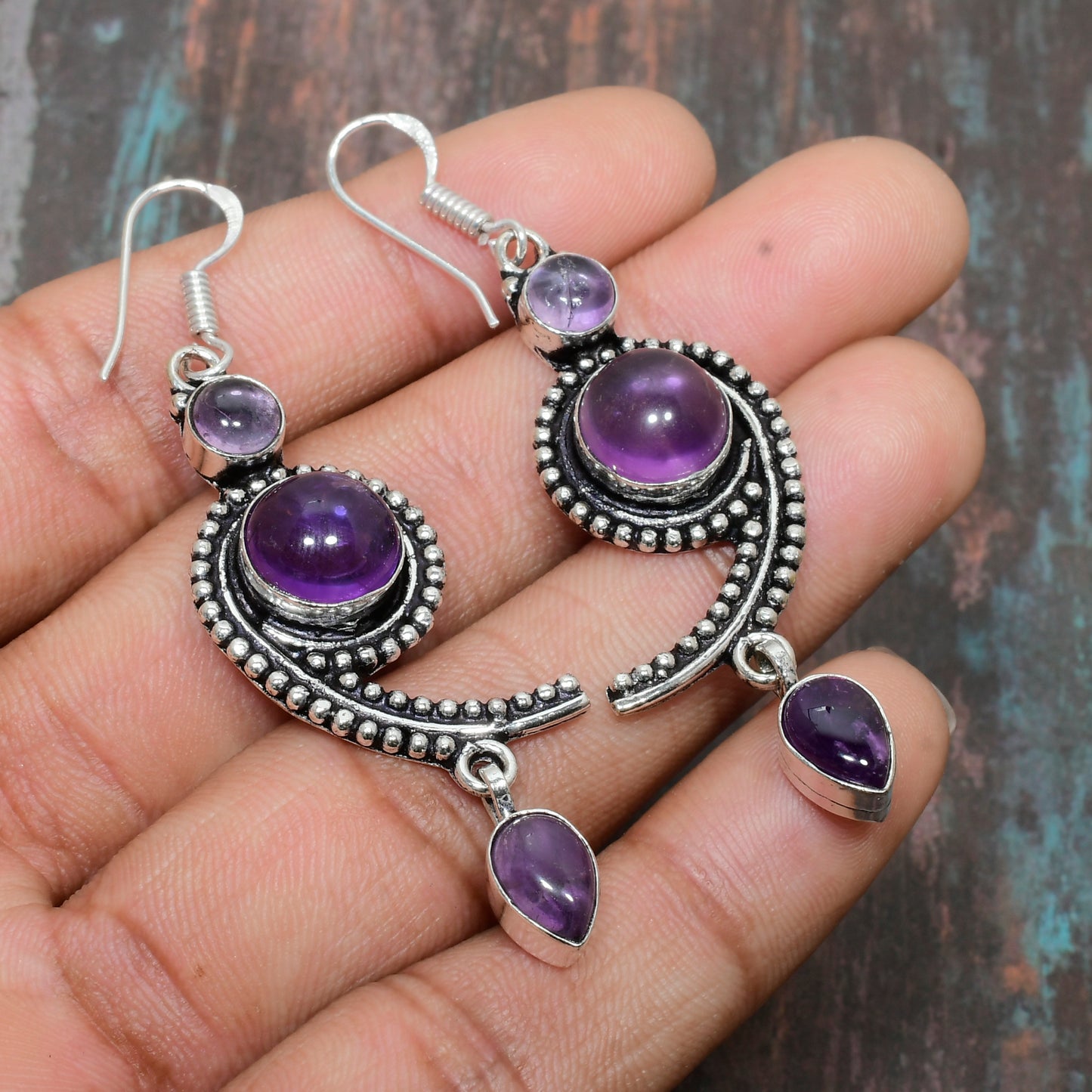 Celestial Swirl – Amethyst & Sterling Silver Earrings