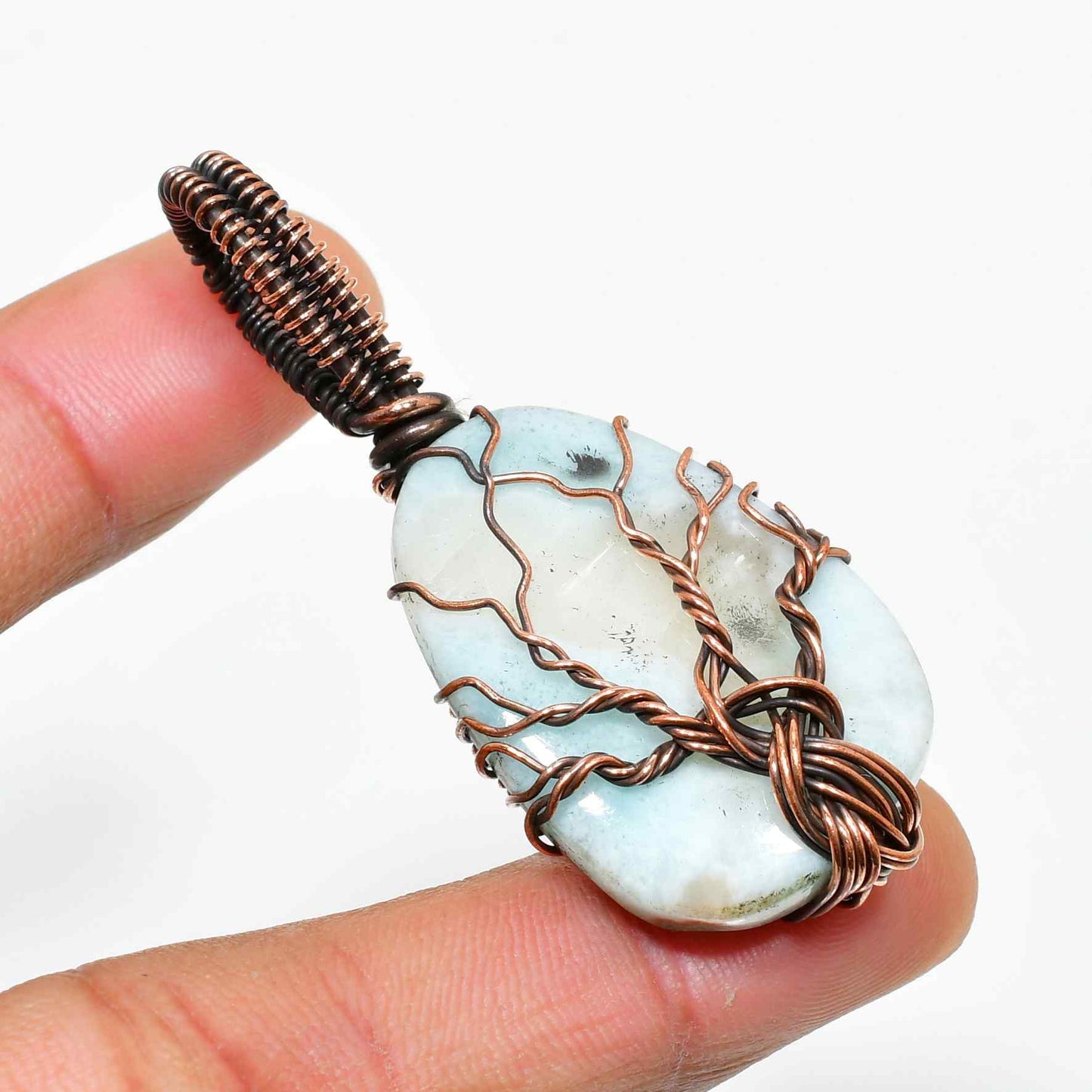 Serenity’s Embrace – Aquamarine & Oxidized Copper Pendant