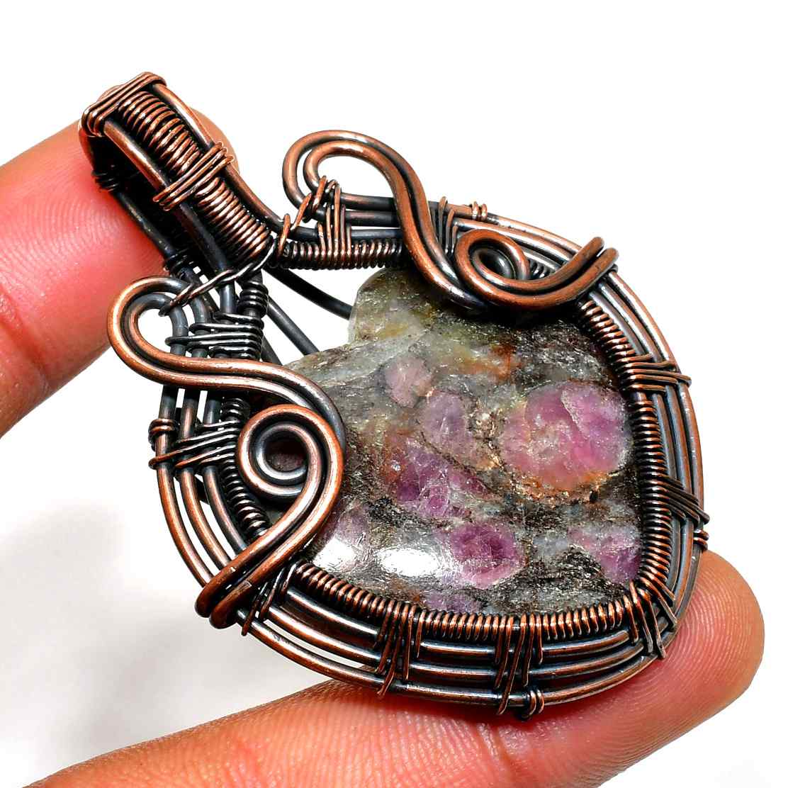 Heart of Amethyst – Oxidized Copper Pendant