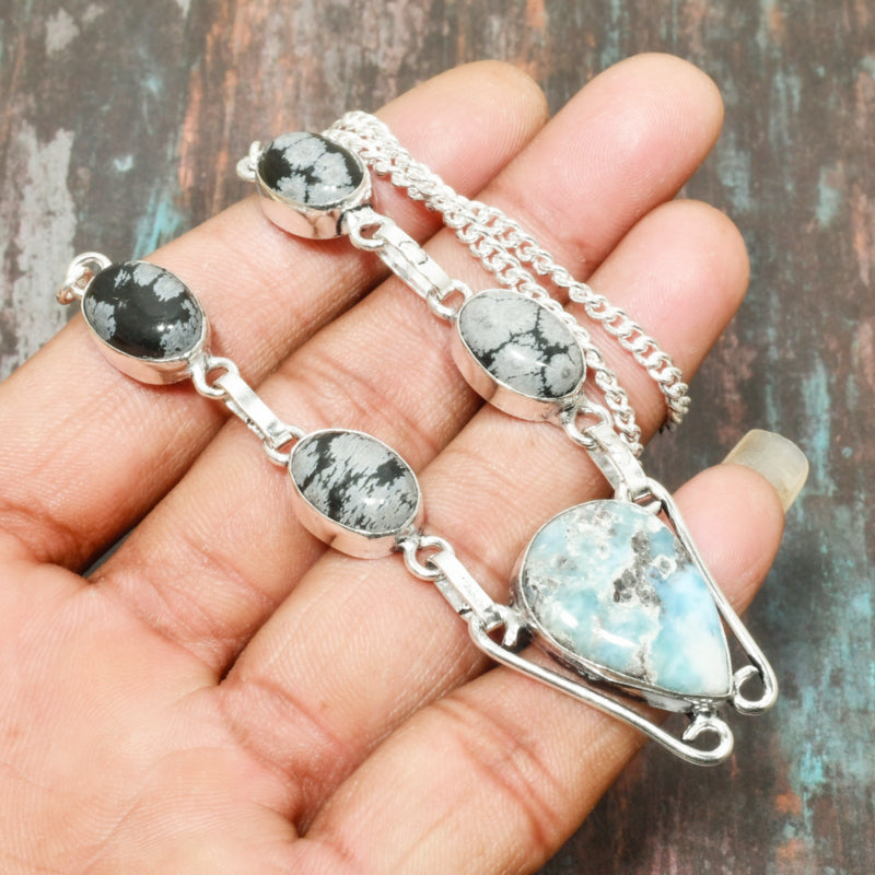 Aegean Shield – Larimar & Black Onyx Bracelet