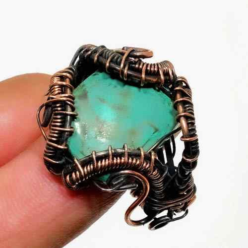 Turquoise Tranquility – Handwrapped Copper Wire Ring