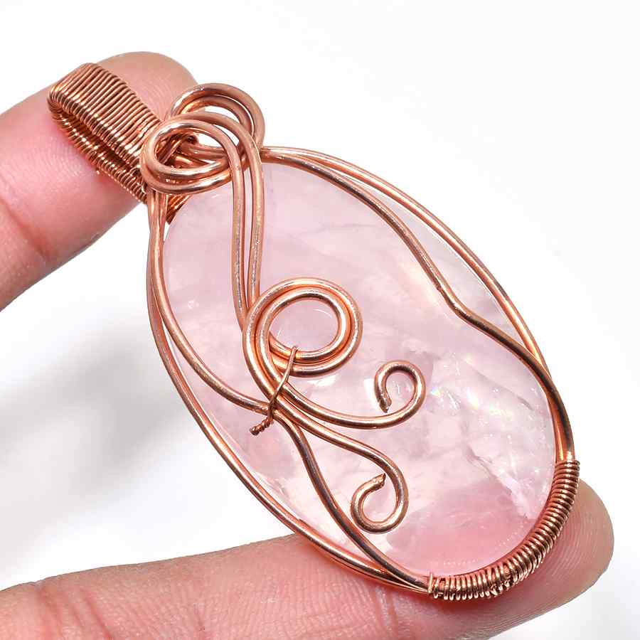 Elysian Heart – Rose Quartz Copper Pendant