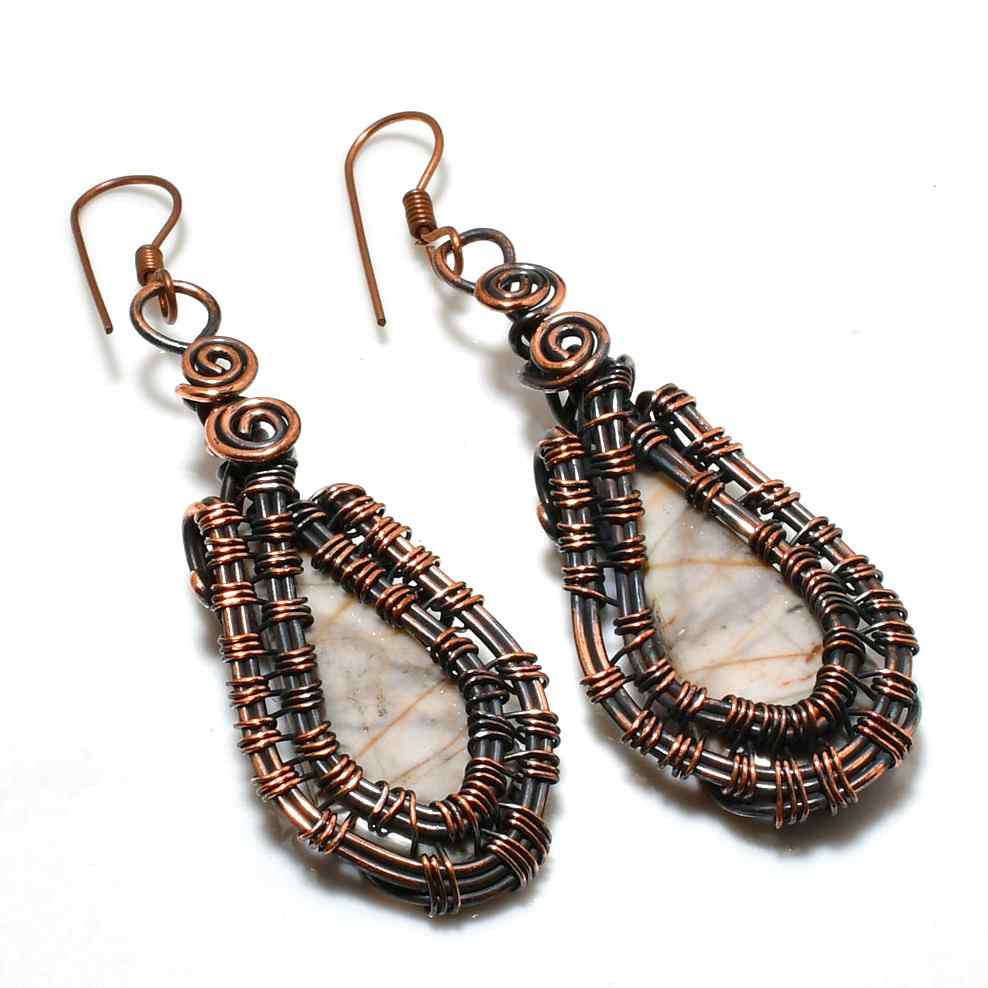 Gaia’s Embrace – Copper & Natural Stone Earrings
