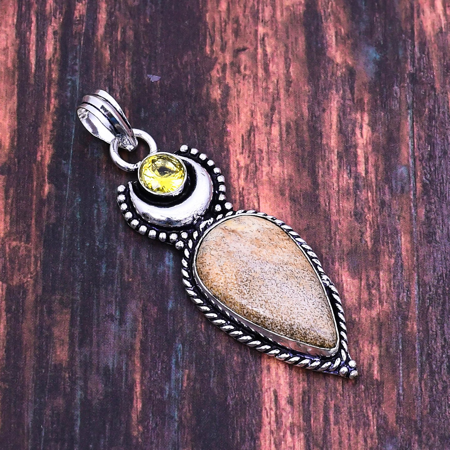 Gaia’s Radiance – Citrine & Natural Stone Pendant