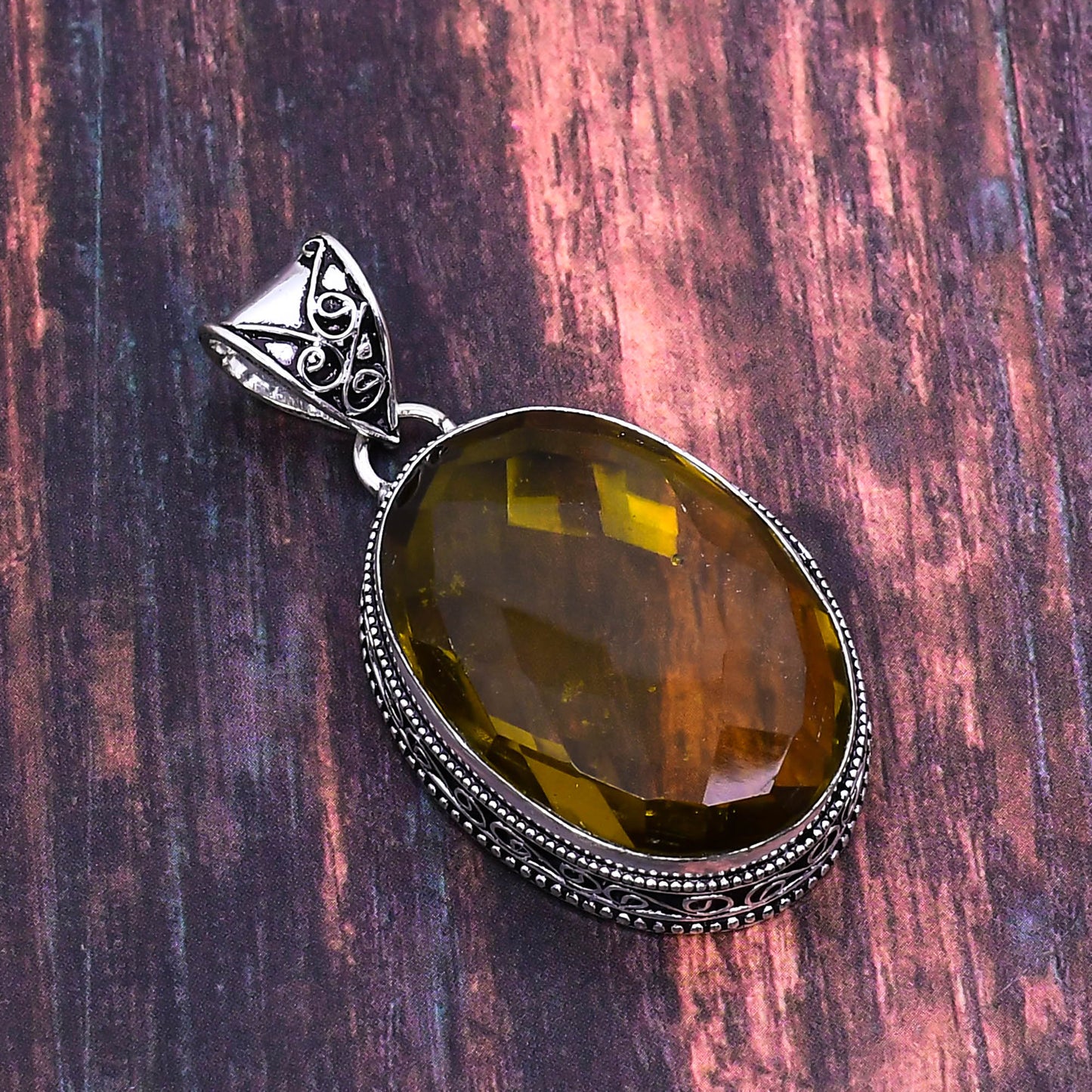 Celestial Ember – Sterling Silver Amber Pendant