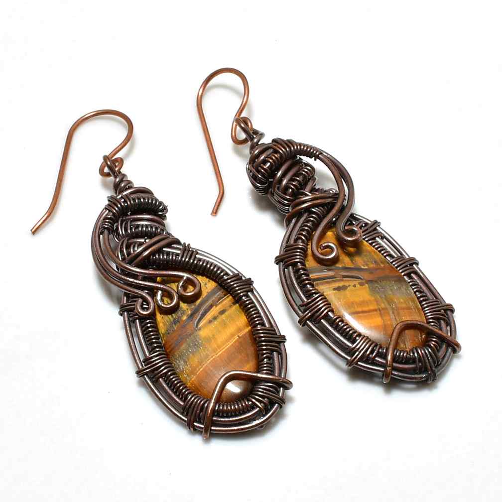 Ember’s Gaze – Tiger’s Eye Copper Earrings