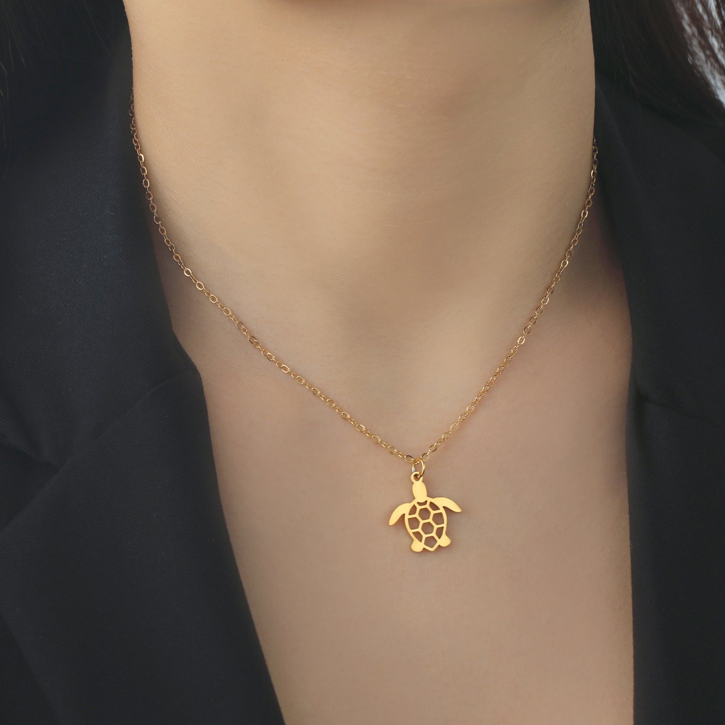 Turtle Race Stainless Steel Pendant Necklace