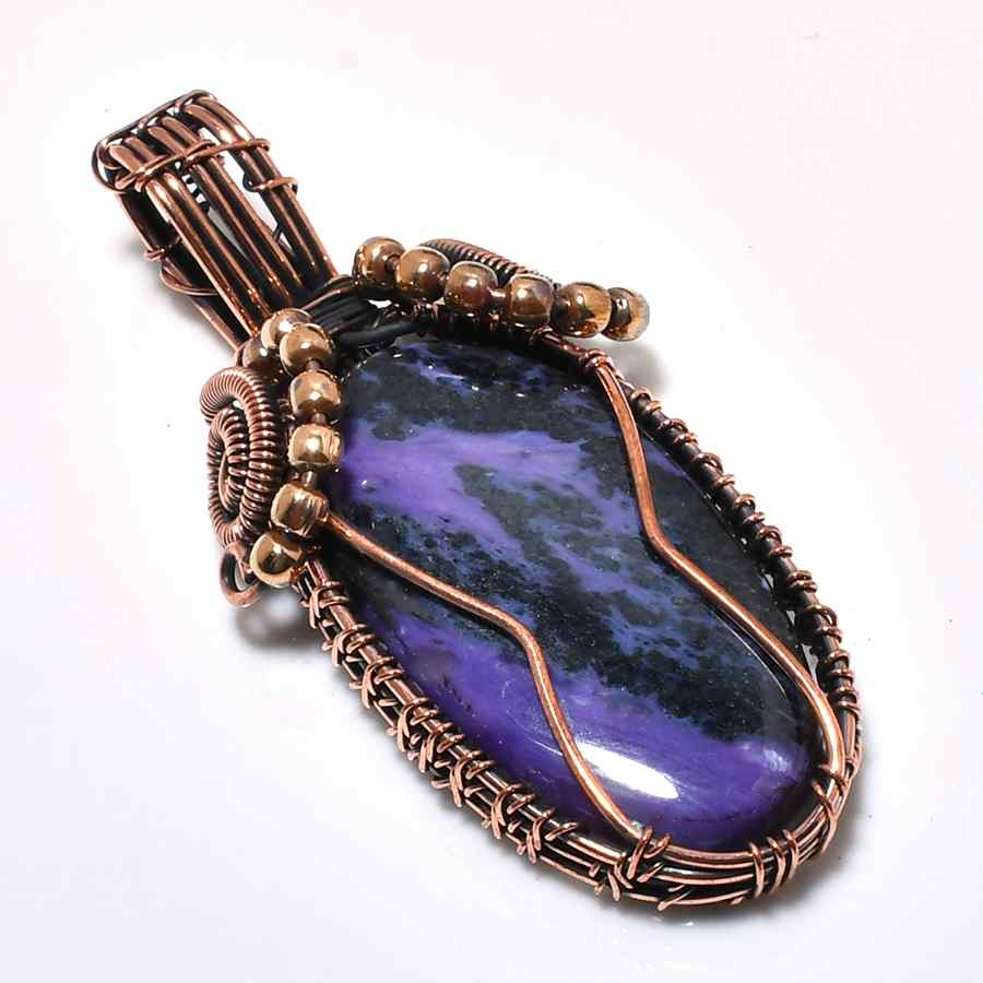 Mystic Aura – Hand-Wrapped Amethyst Copper Pendant