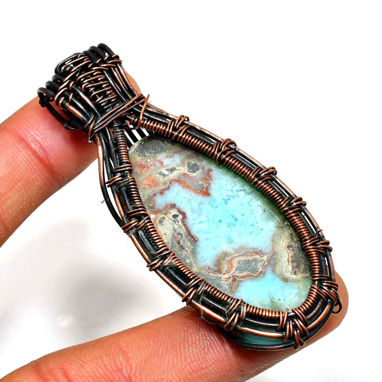 Earth’s Harmony – Copper-Wrapped Stone Pendant