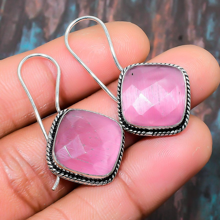 Amara’s Embrace – Rose Quartz Sterling Silver Earrings