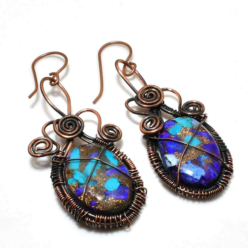 Azure Oasis – Lapis Lazuli Copper Earrings