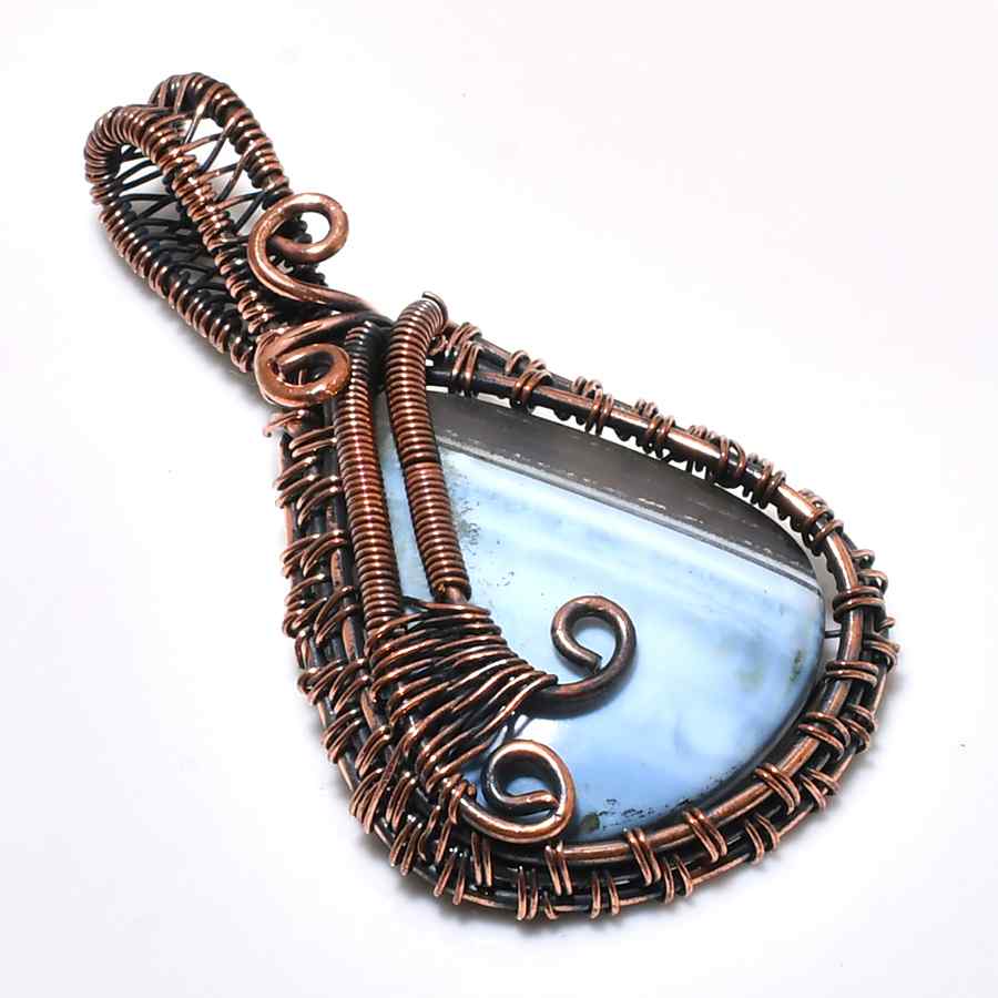 Celestial Drop – Blue Agate Copper Pendant