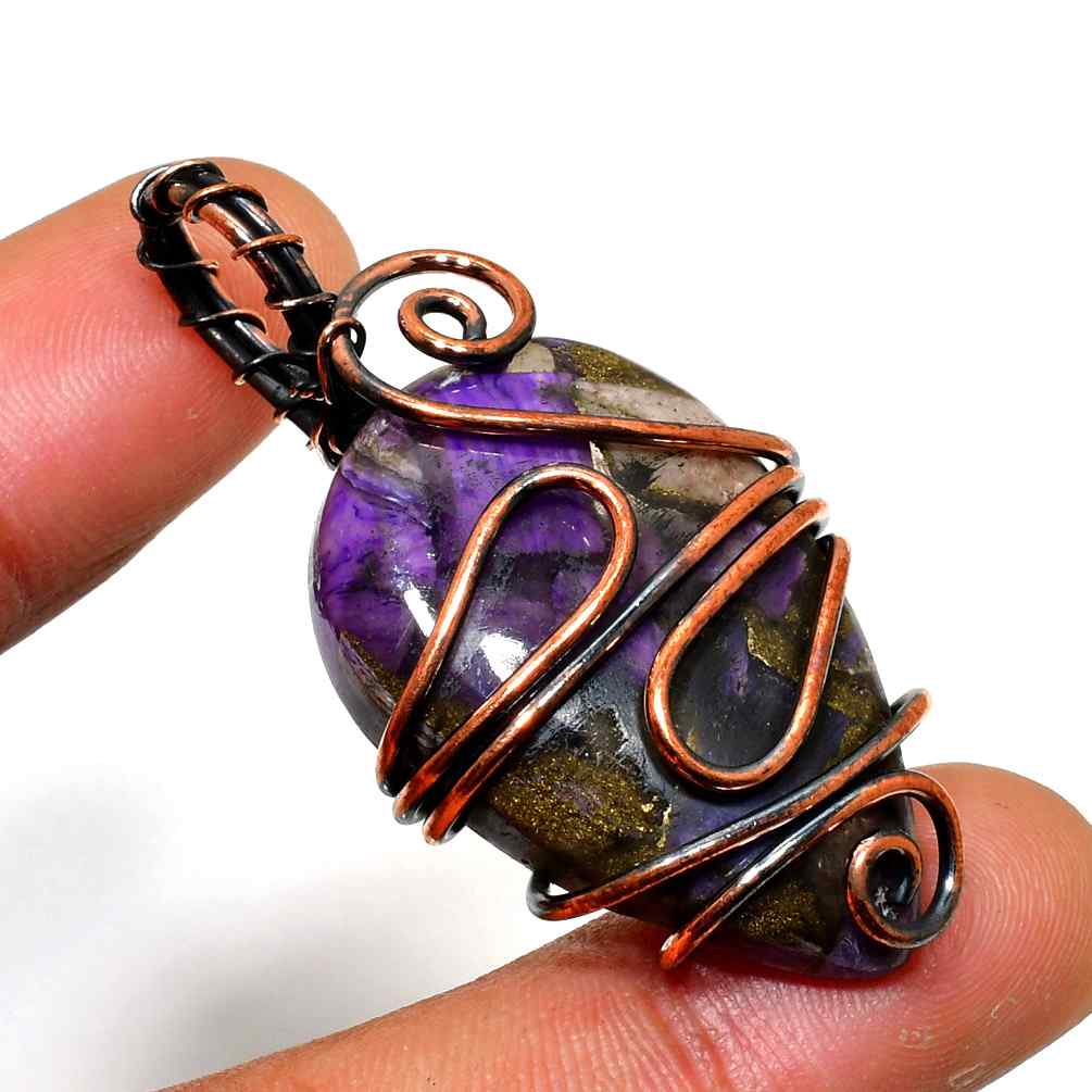 Ezra’s Veil – Amethyst & Copper Wire Pendant