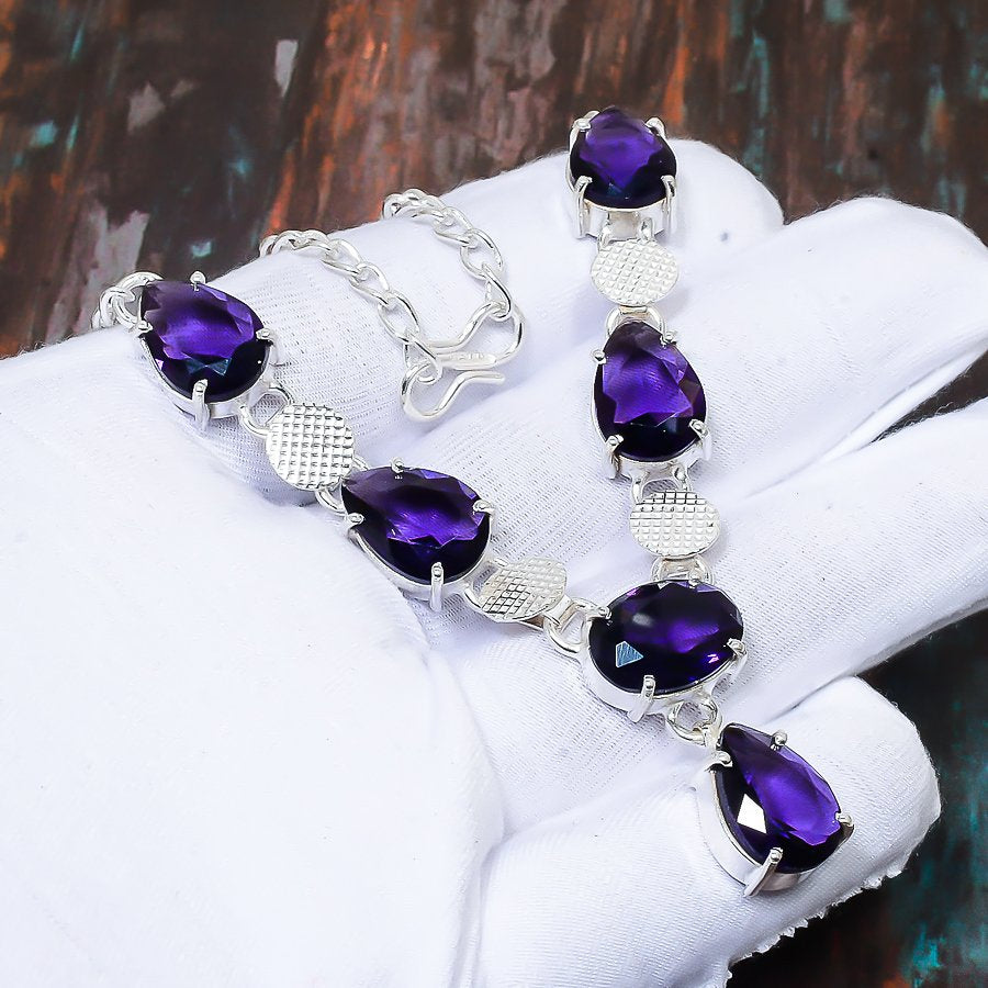 Serenity Aura – Amethyst Silver Bracelet