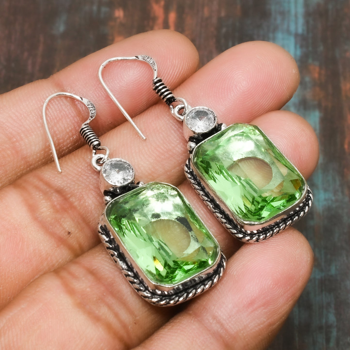 Emerald Elegance – Sterling Silver Peridot Earrings