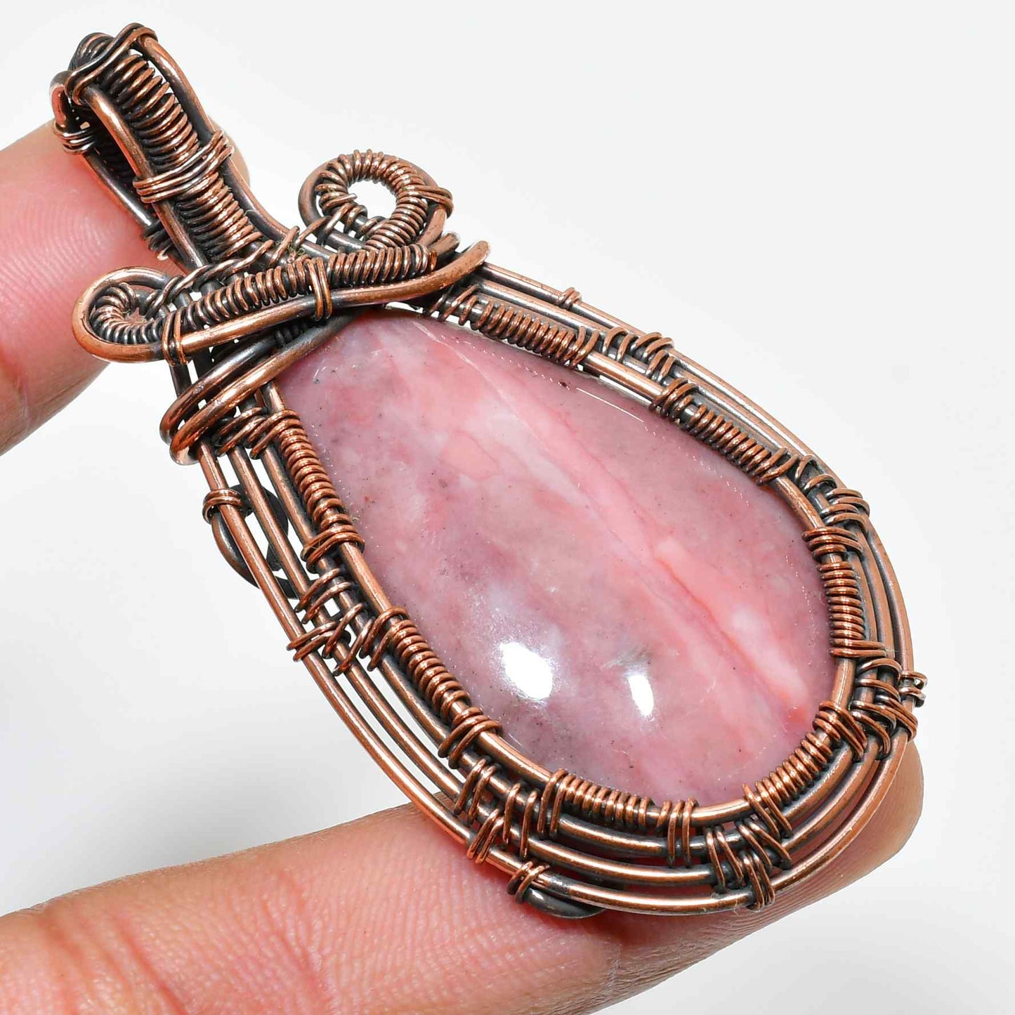 Rose of Compassion – Rhodonite Copper Pendant