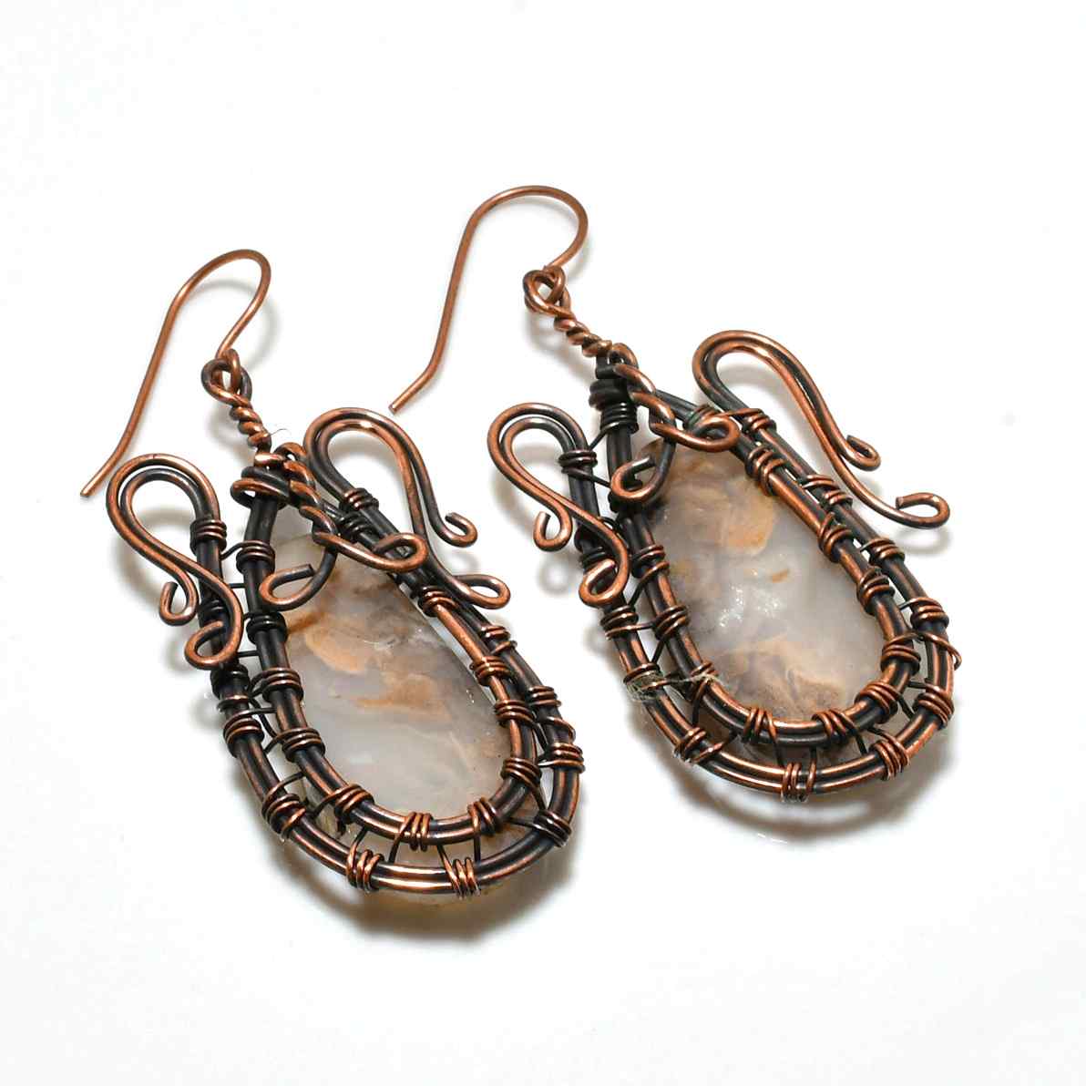 Aurora’s Embrace – Agate & Copper Earrings