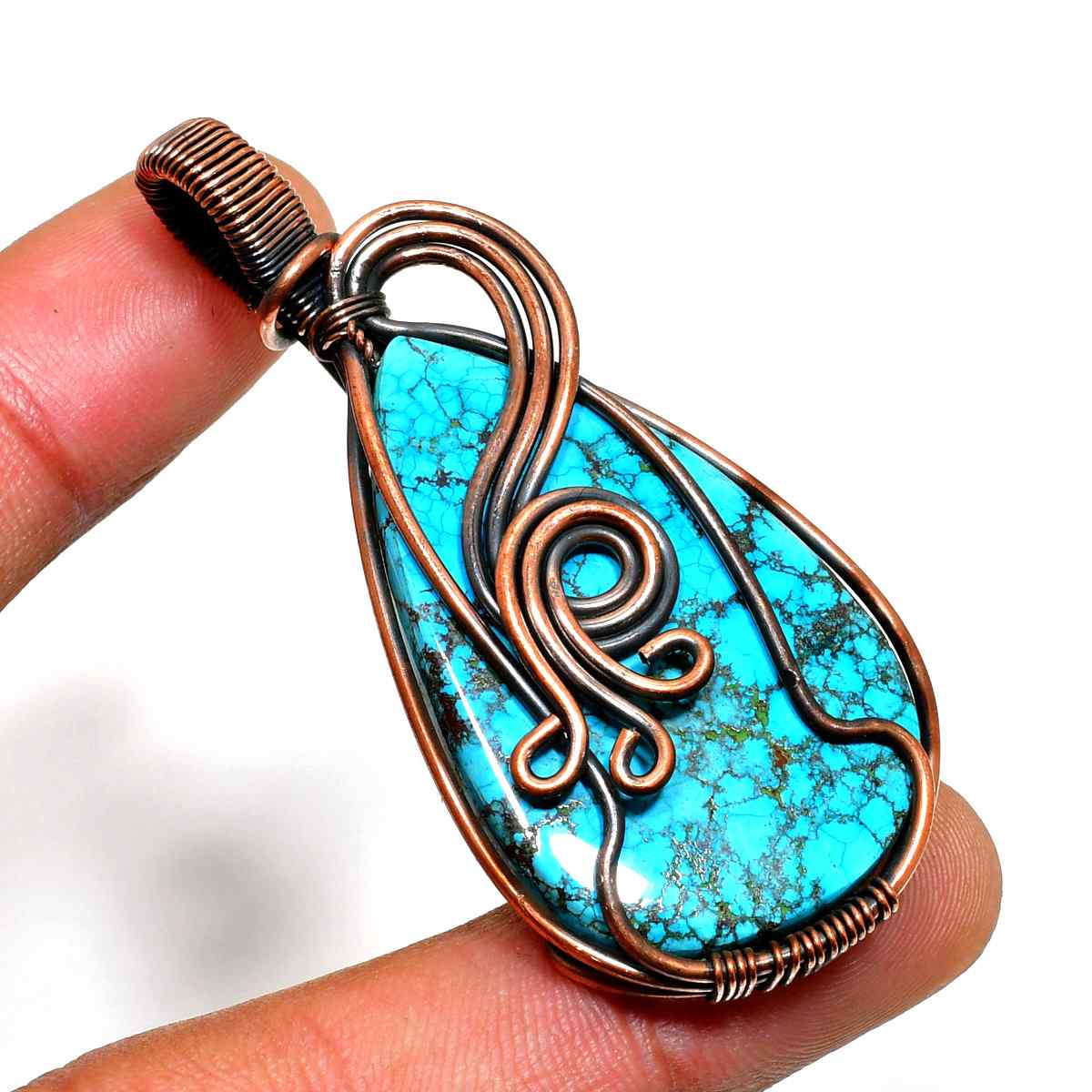 Ocean’s Whisper – Turquoise & Copper Pendant