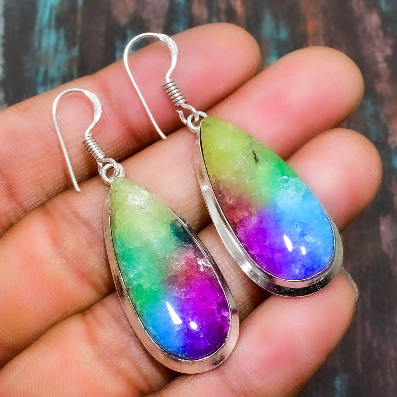 Luna’s Clarity – Fluorite Silver Drop Earrings