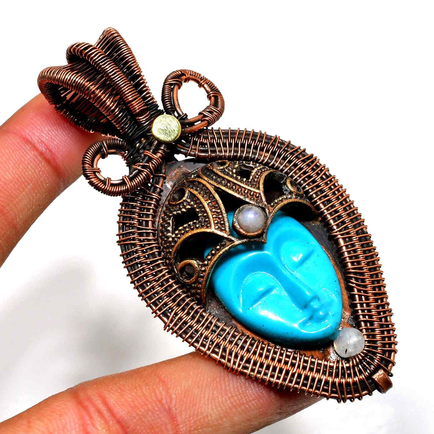 Azura’s Guardian – Turquoise & Copper Pendant
