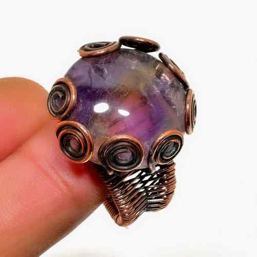 Ezra’s Veil – Amethyst Copper Wire Ring