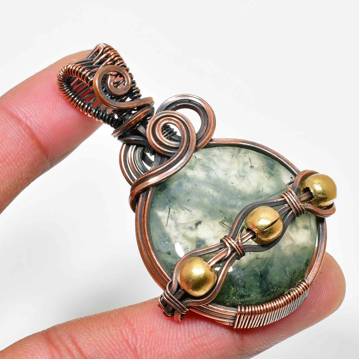 Forest’s Embrace – Green Gem Copper Pendant