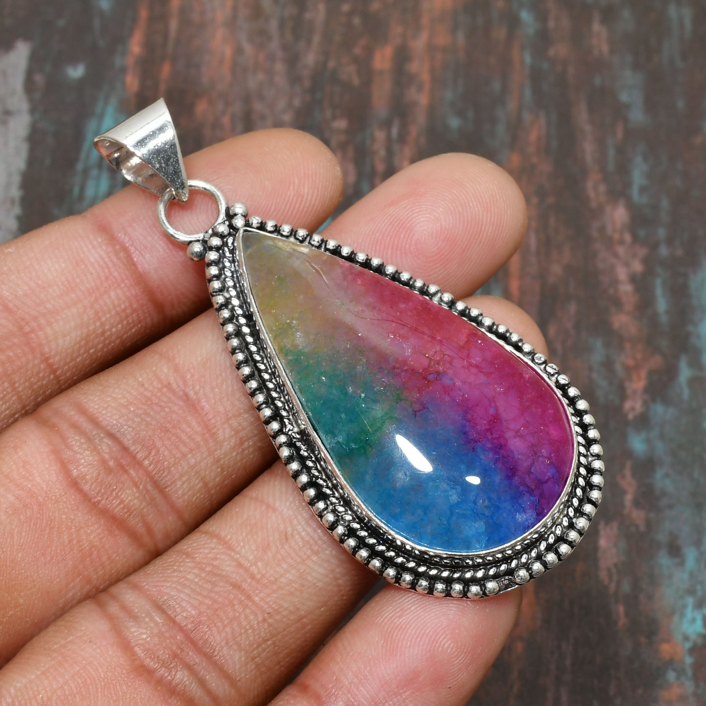 Serenity Spectrum – Pink & Blue Tourmaline Silver Pendant