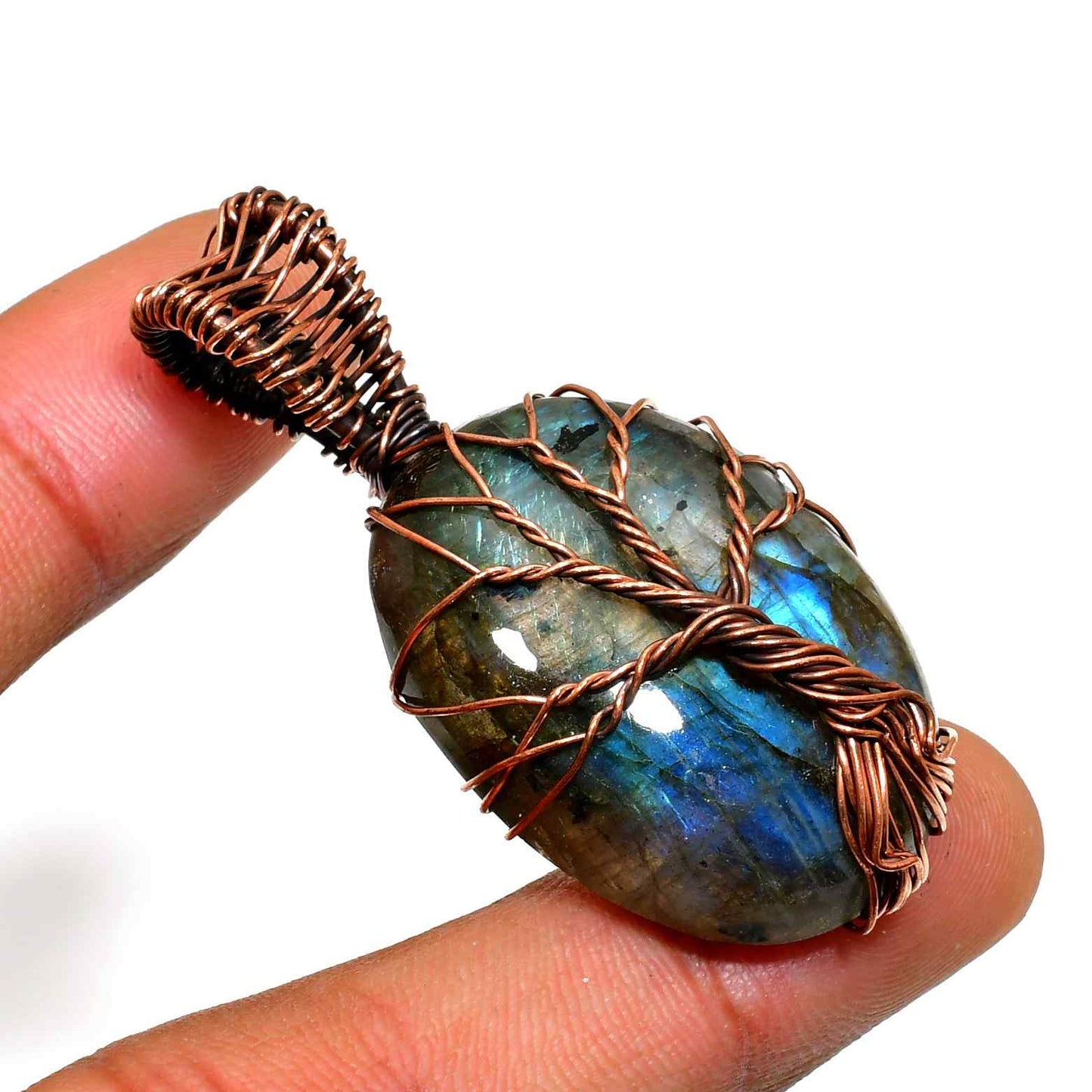 Labradorite Whisper – Oxidized Copper Pendant