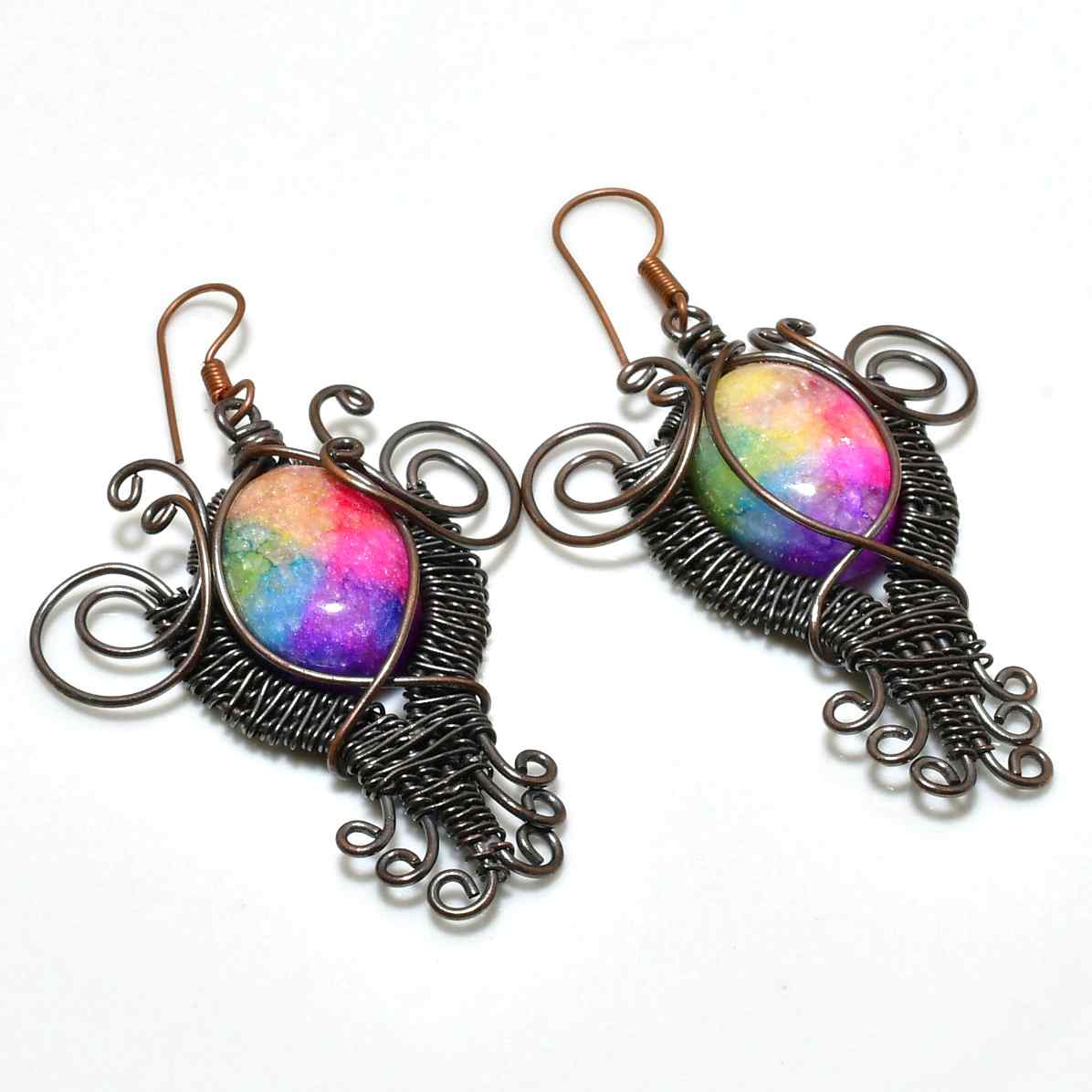Harmony’s Prism – Rainbow Stone Copper Earrings