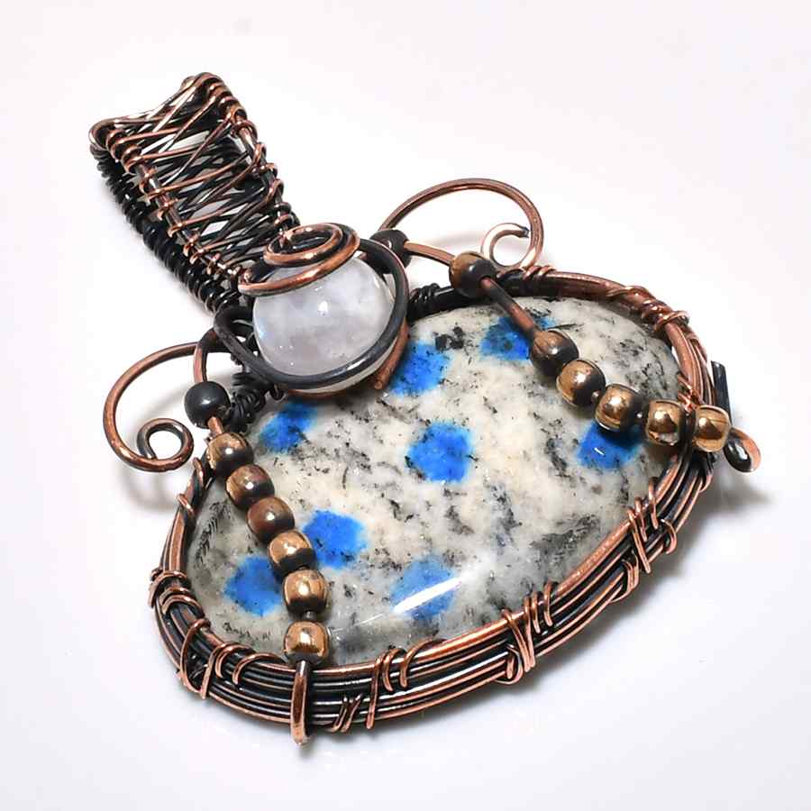 Moonlit Wisdom – Lapis & Moonstone Copper Pendant