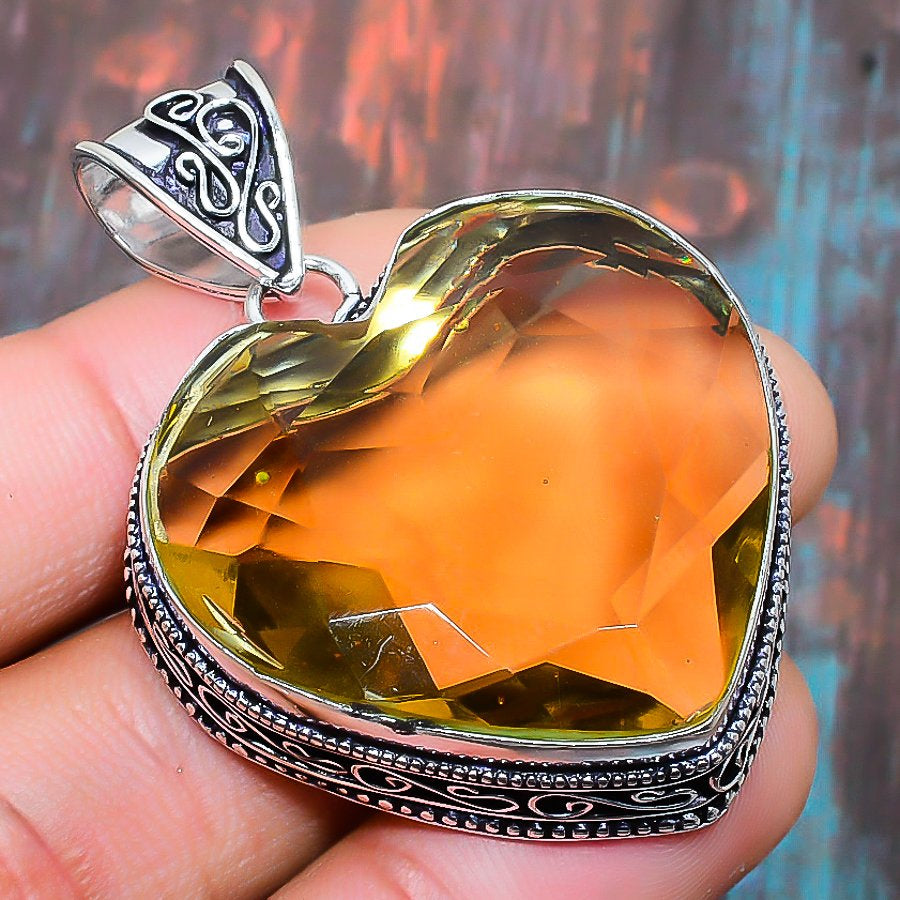 Golden Heart – Sterling Silver Citrine Pendant