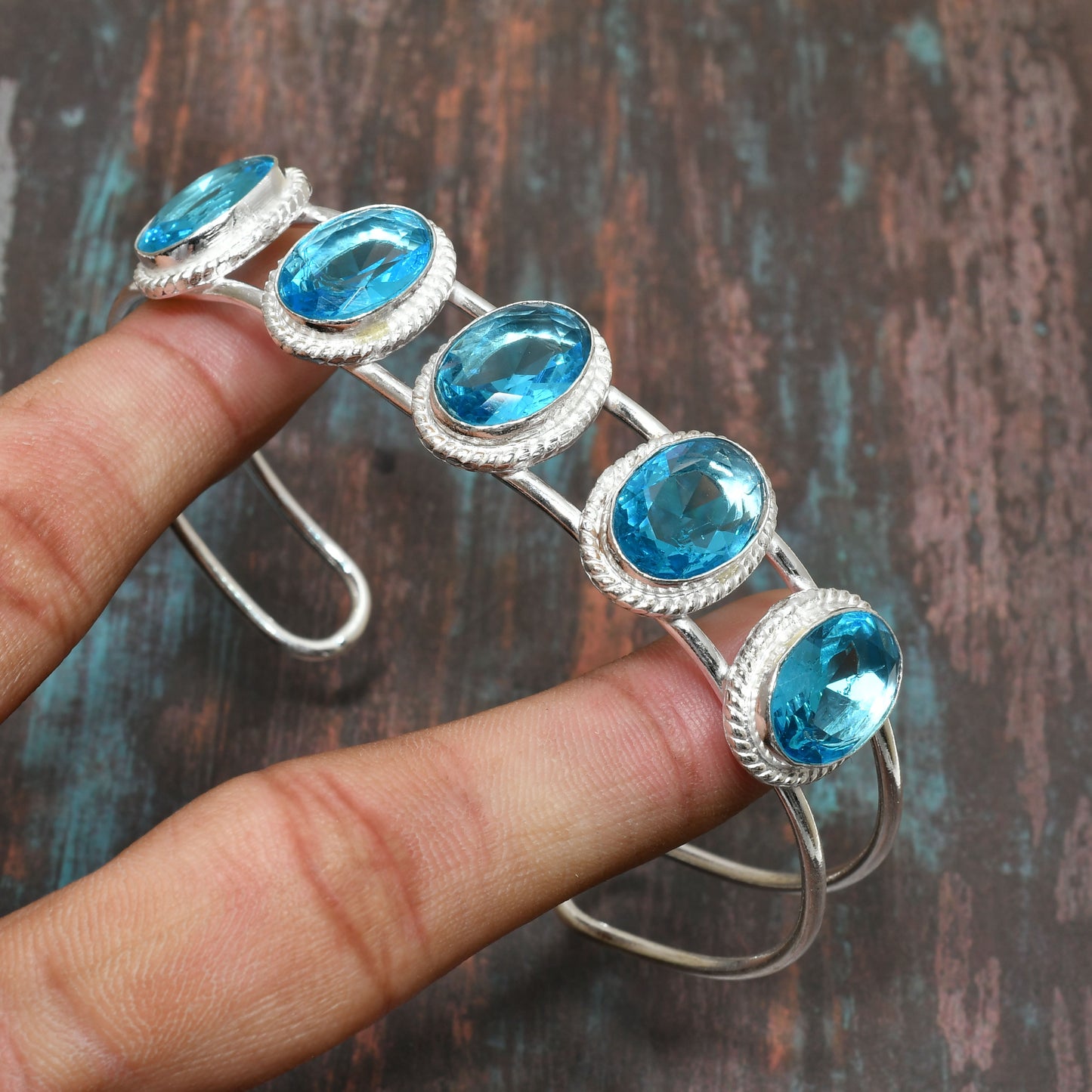 Azure Tranquility Cuff – Blue Topaz & Sterling Silver