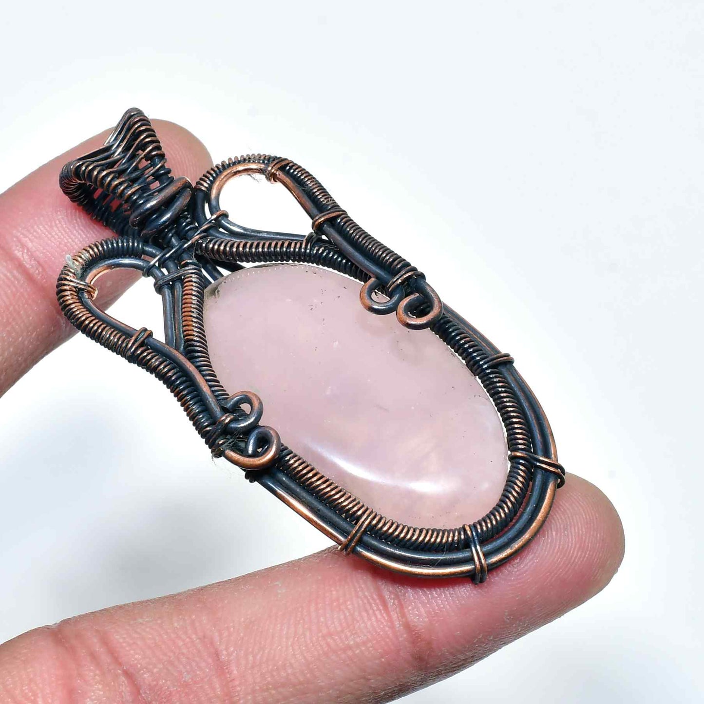 Serenity’s Heart – Rose Quartz Copper Pendant