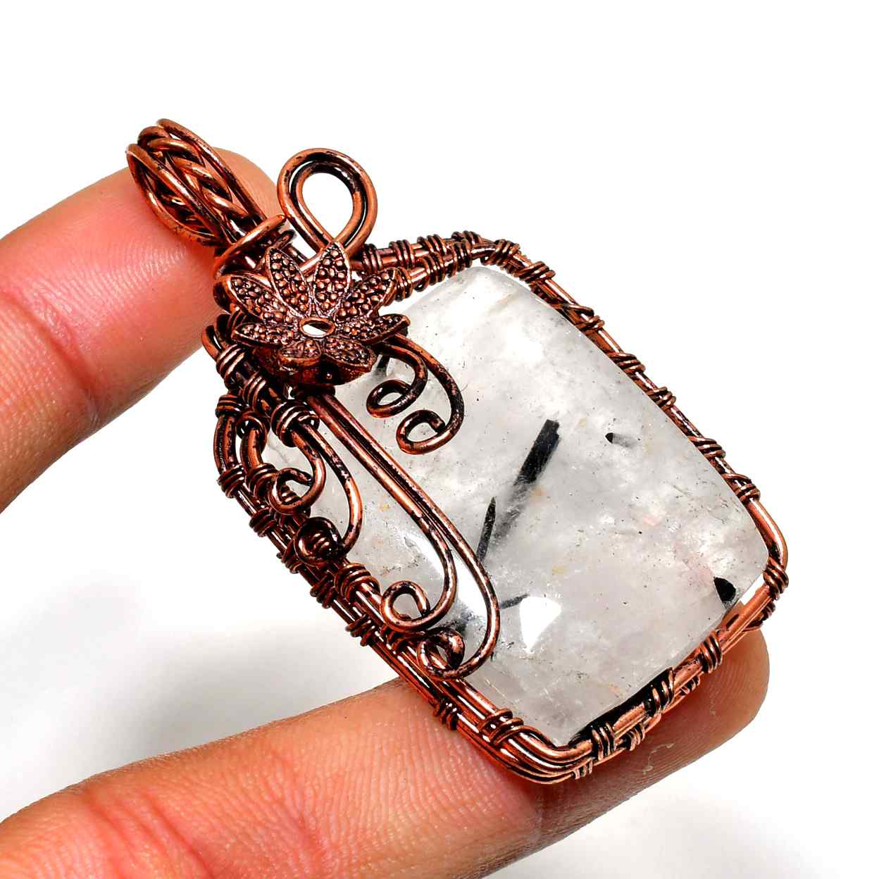 Celeste’s Clarity – Copper Quartz Pendant