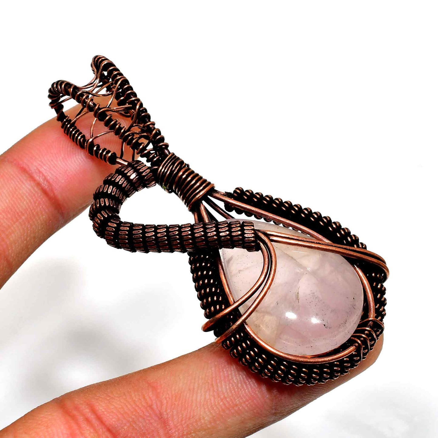 Ezra’s Veil – Rose Quartz Copper Pendant