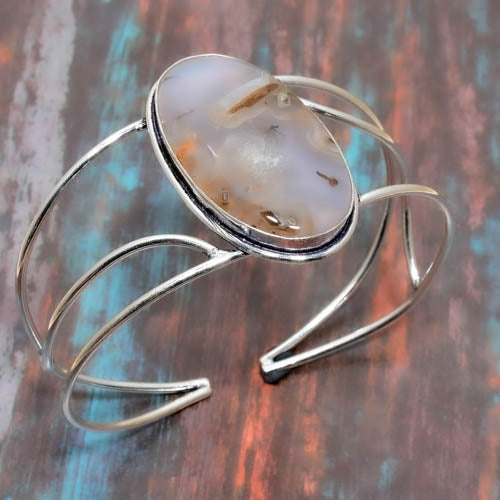 Tranquil Earth – Sterling Silver Agate Bracelet