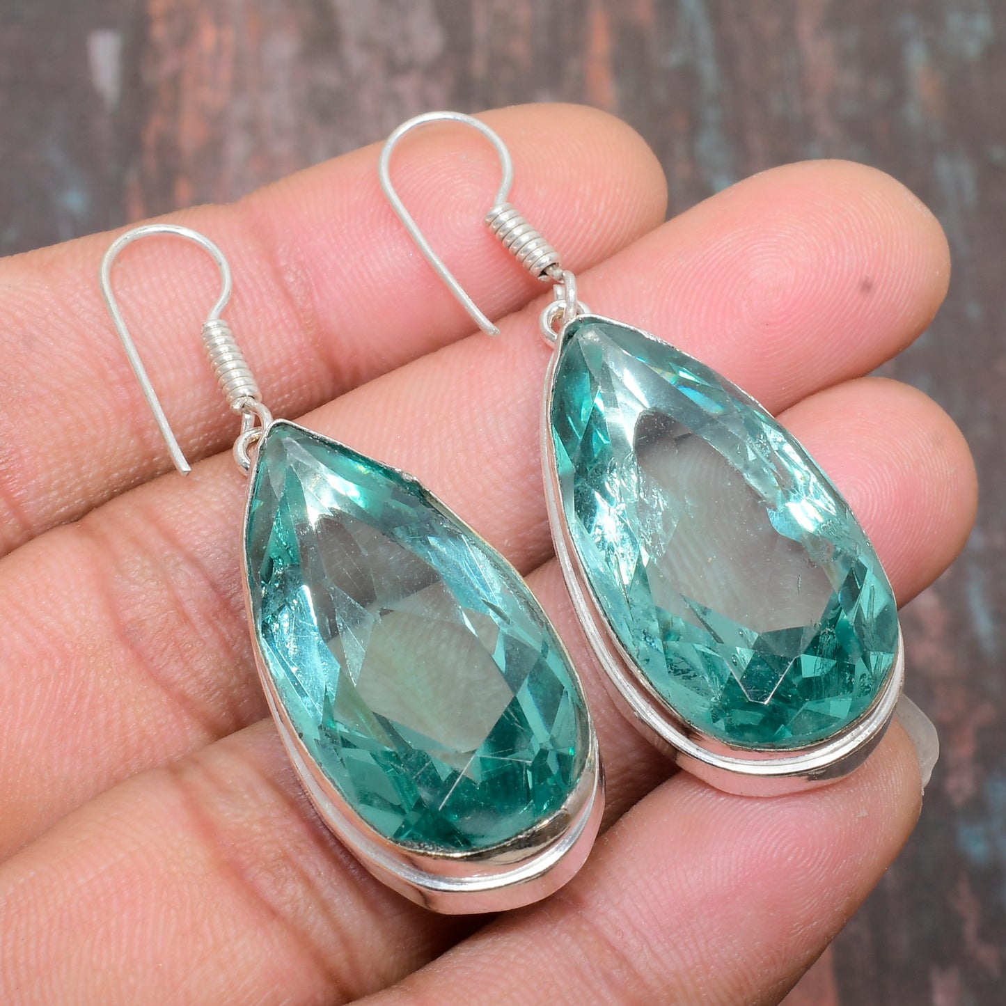 Tranquil Tide – Teal Quartz Sterling Silver Earrings