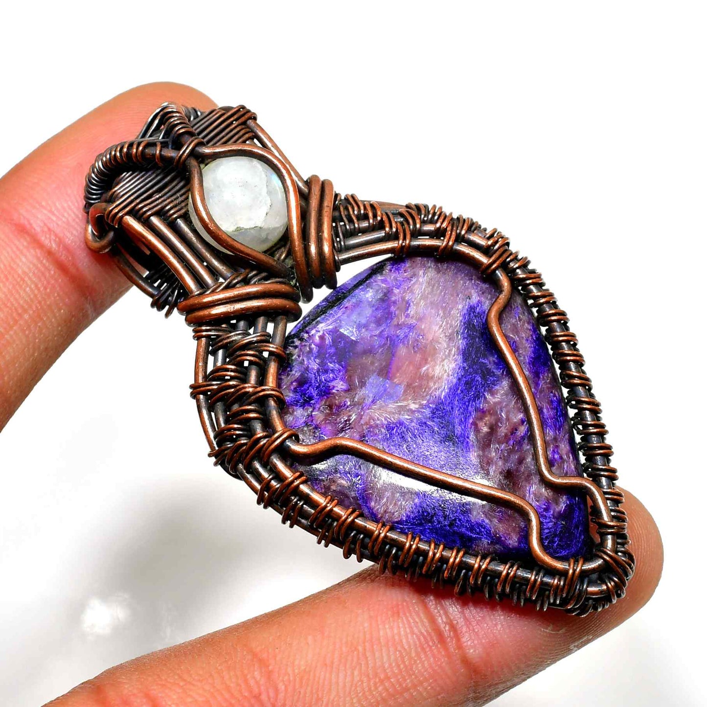 Ezra’s Veil – Mystical Amethyst & Copper Pendant