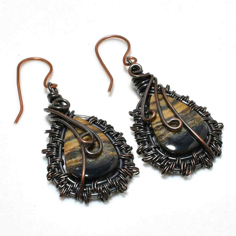 Earth’s Embrace – Copper-Wrapped Agate Earrings