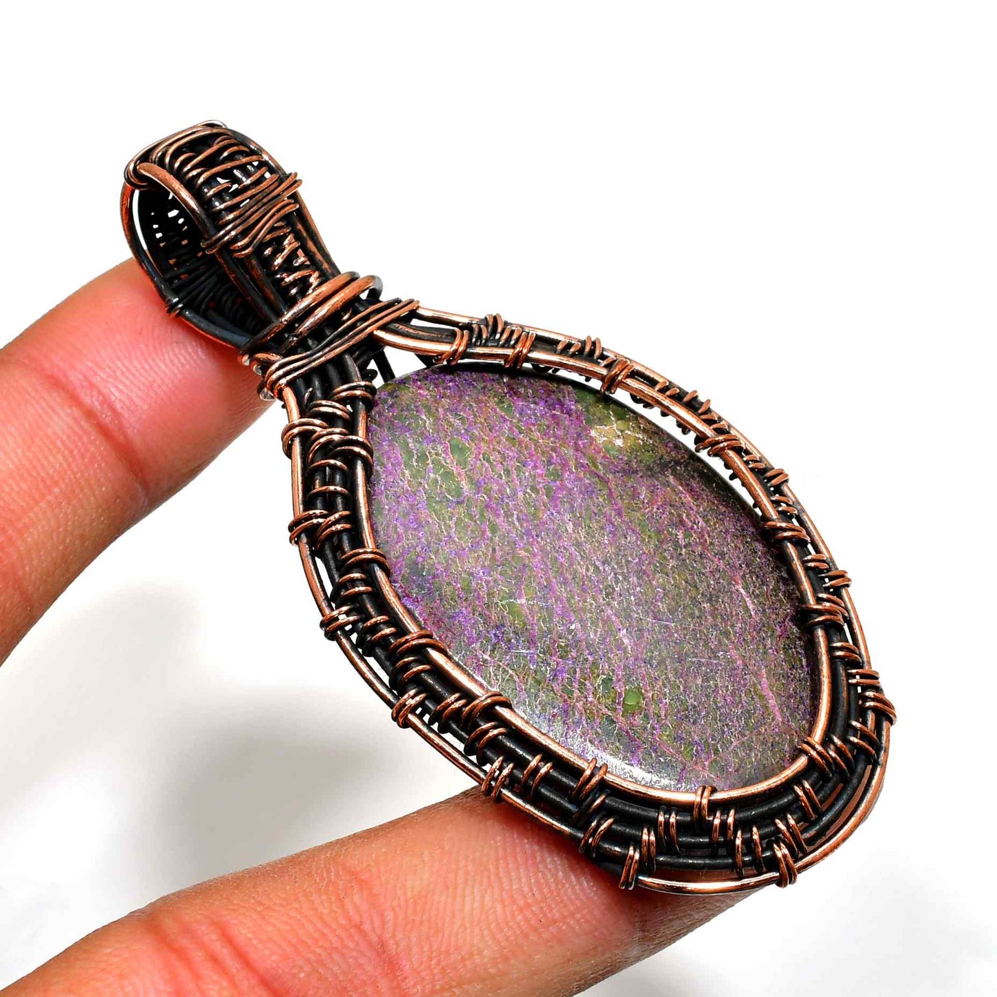 Celeste’s Embrace – Amethyst Copper Pendant