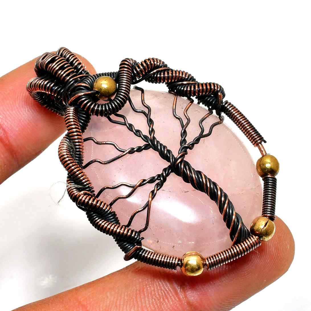 Harmony’s Heart – Rose Quartz Copper Pendant