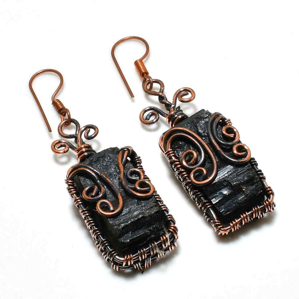 Gaia’s Guard – Tourmaline & Copper Earrings