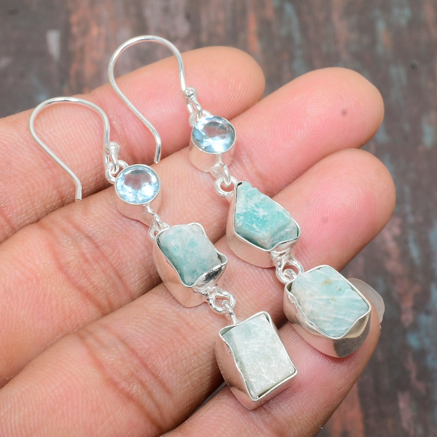 Tranquil Tide – Aquamarine Silver Drops earrings