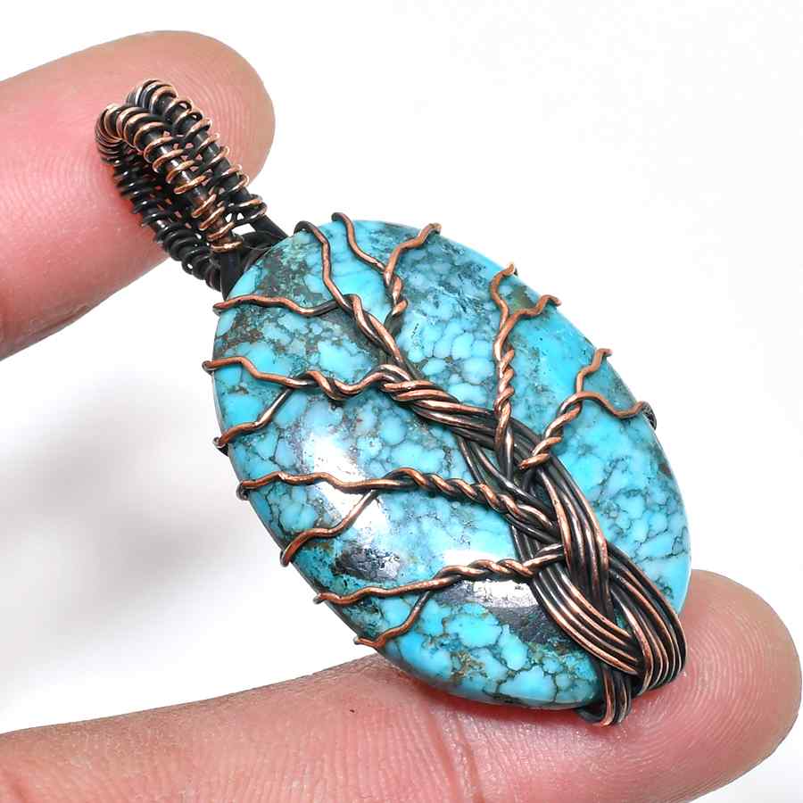 Gaia’s Embrace – Turquoise Copper Tree of Life Pendant