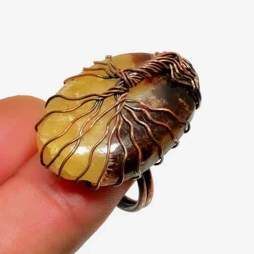 Autumn’s Glow – Amber & Copper Ring