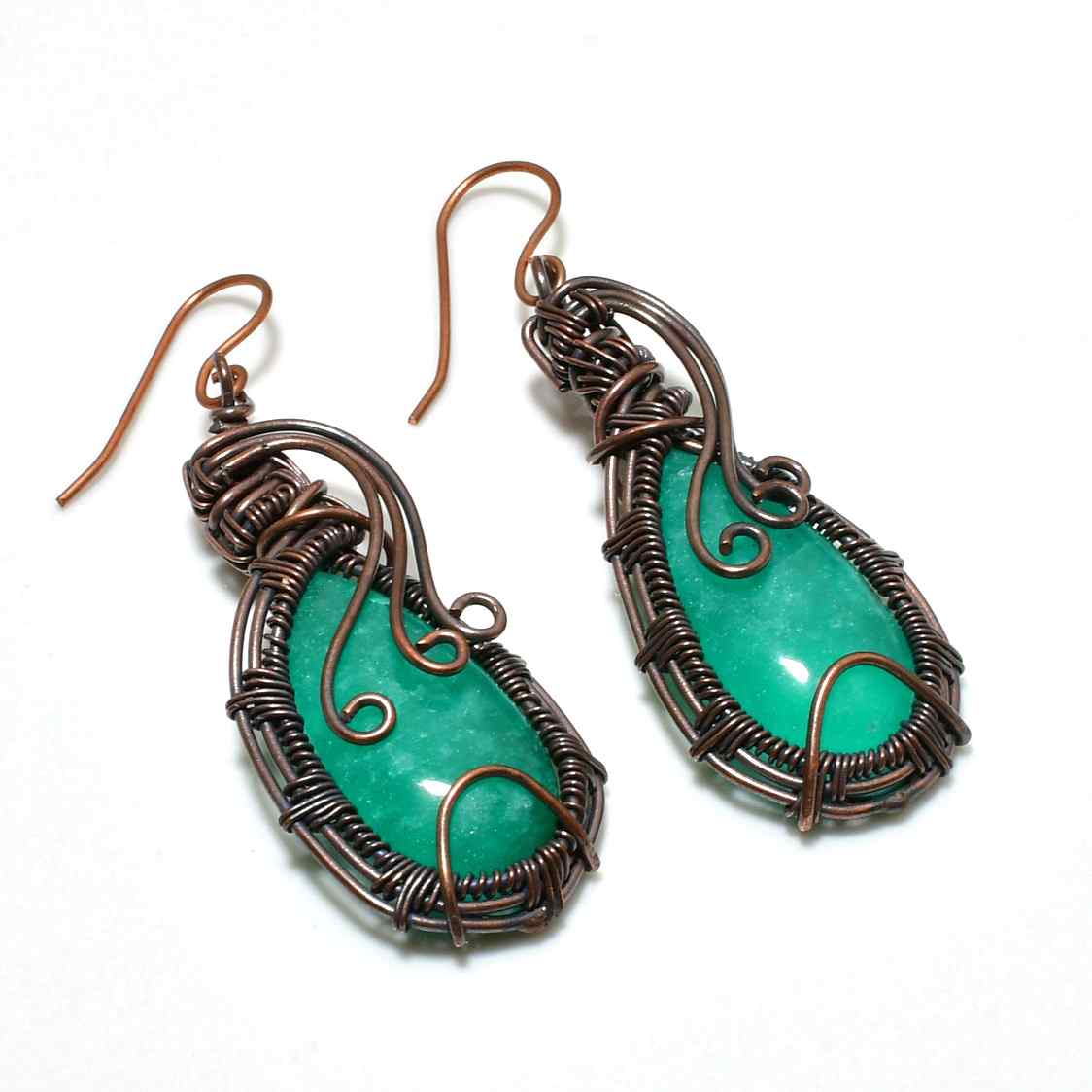 Forest’s Embrace – Green Adventurine Copper Earrings