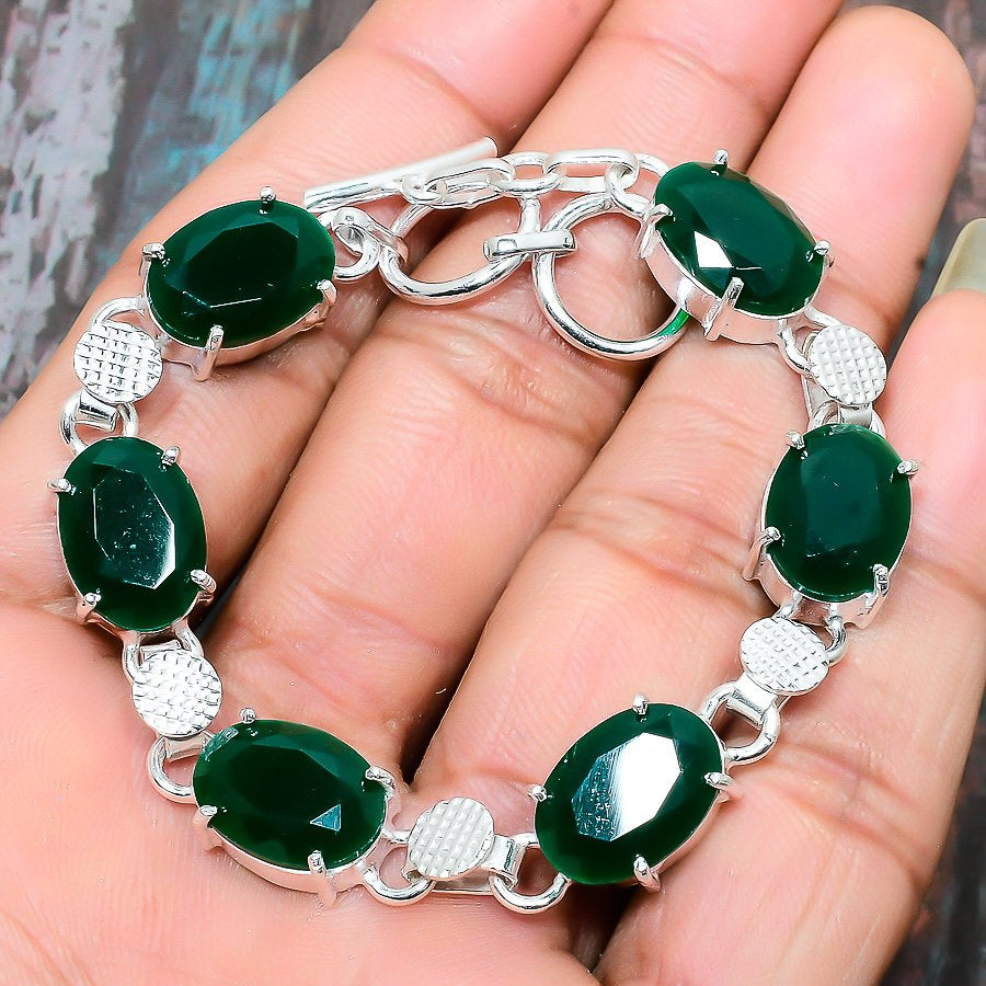 Verdant Harmony – Emerald & Sterling Silver Bracelet