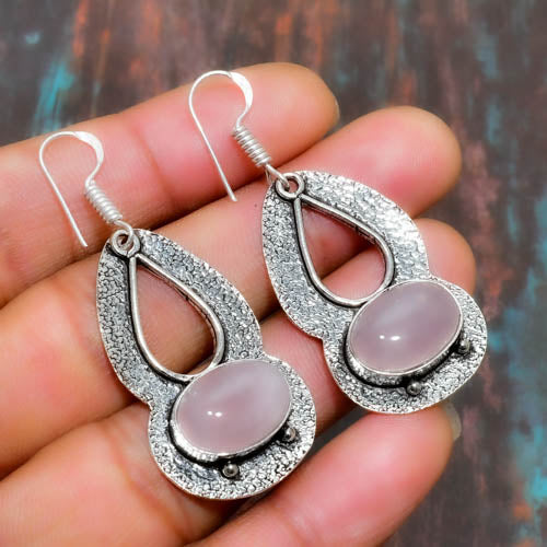 Serenity’s Embrace – Rose Quartz Silver Drops